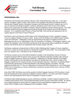 CV for Neil Broom Expert Witness in Computer Forensics Investigations in California